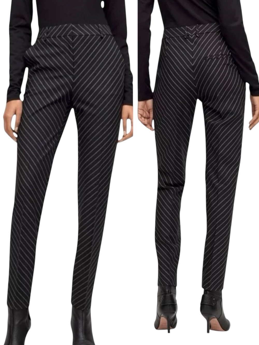 Boss Regular Fit Trousers in Diagonal Pin-striped Stretch Wool Size 0